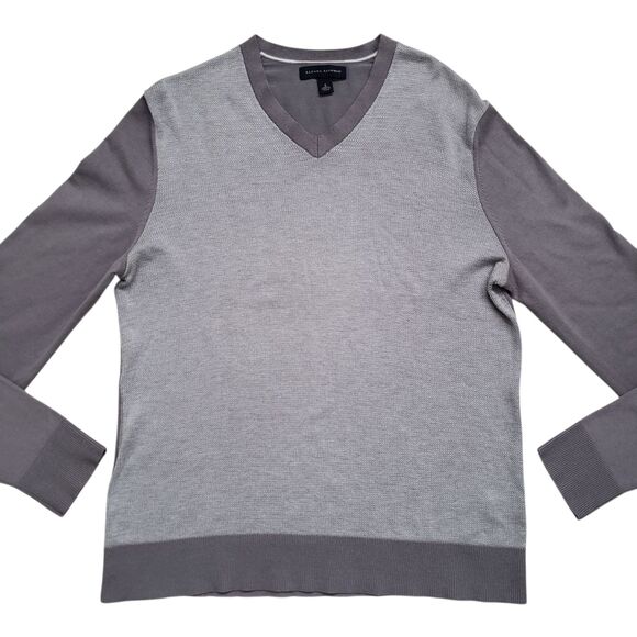 Banana Republic Sweater Mens Small Gray Two Tone Silk Blend Preppy - Picture 2 of 11